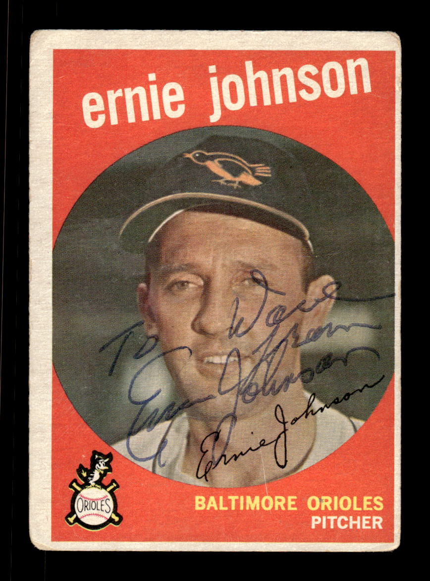 1959 Topps #279 Ernie Johnson Baltimore Orioles SIGNED ON CARD CS26017633