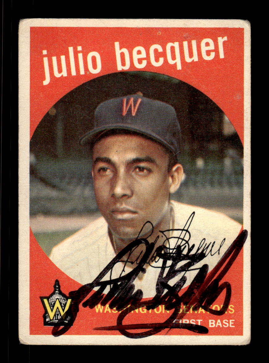 1959 Topps #93 Julio Becquer Washington Senators SIGNED ON CARD CS26017637