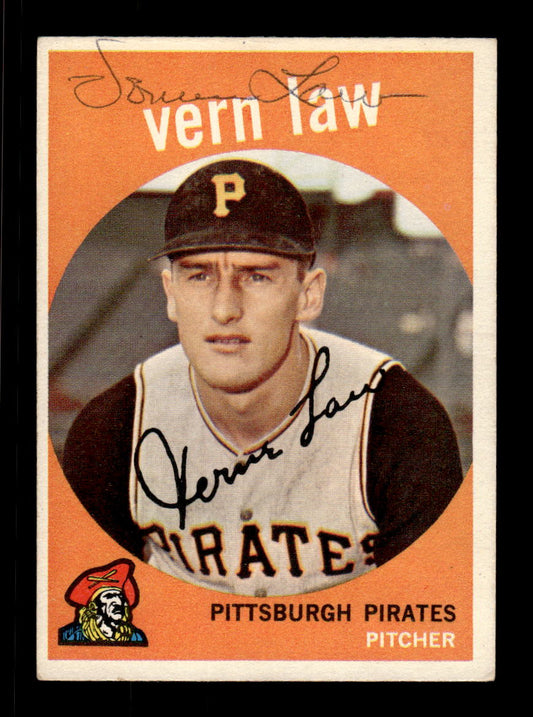 1959 Topps #12 Vern Law Pittsburgh Pirates SIGNED ON CARD CS26017644