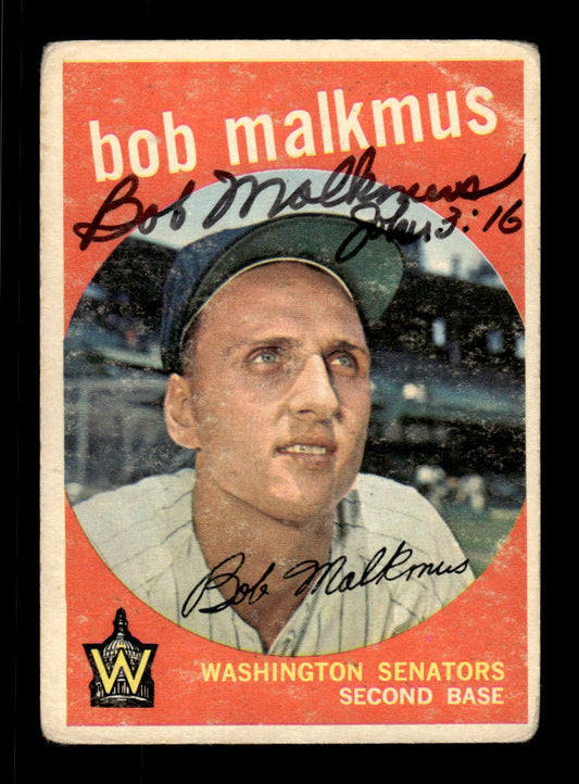 1959 Topps #151 Bob Malkmus Washington Senators SIGNED ON CARD CS26017645