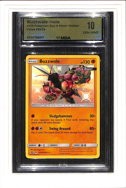 Hidden Fates: Shiny Vault #SV24/SV94 Buzzwole MBA 10 SN 9559786817