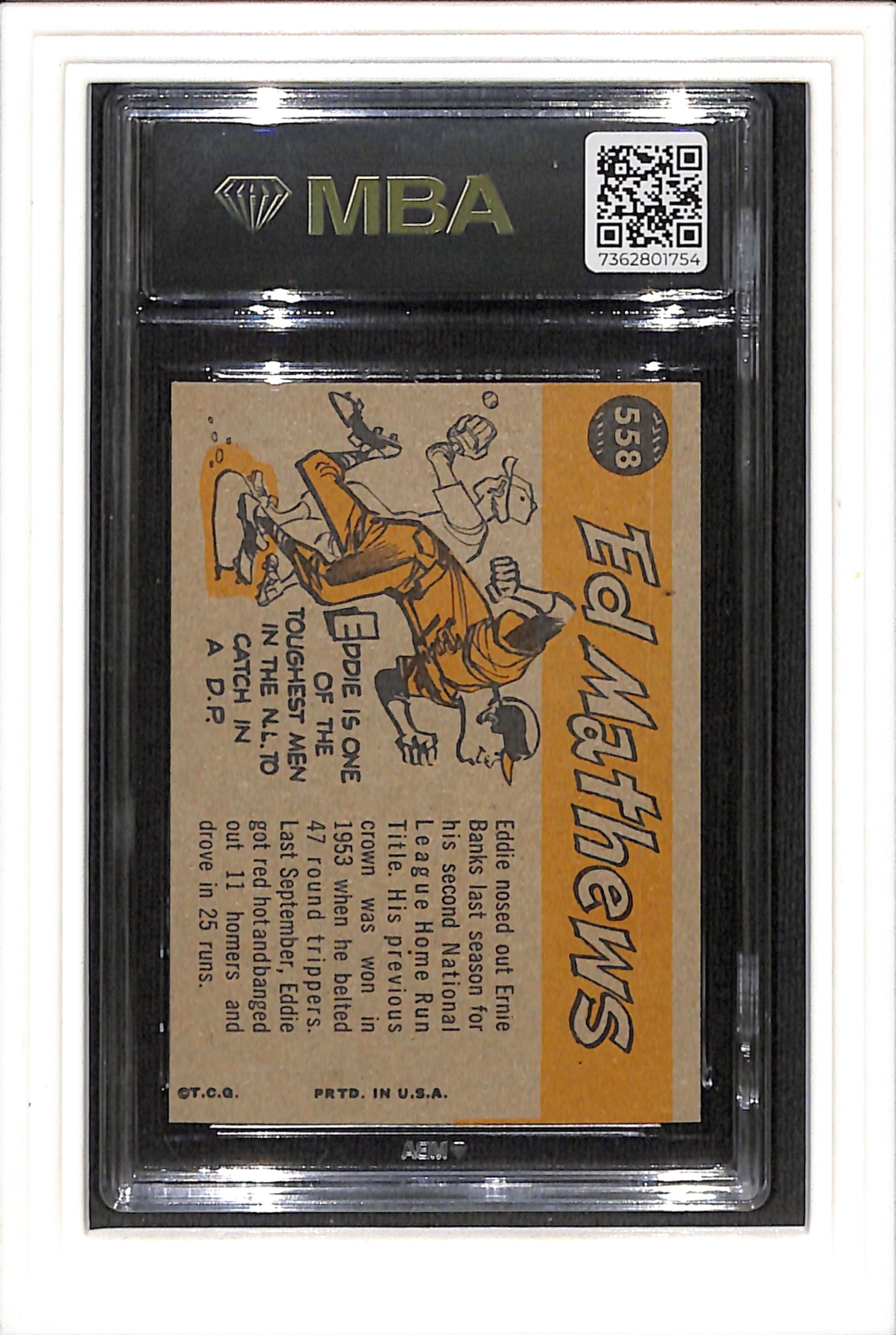 1960 Topps #558 Eddie Mathews MBA 3 SN 7362801754