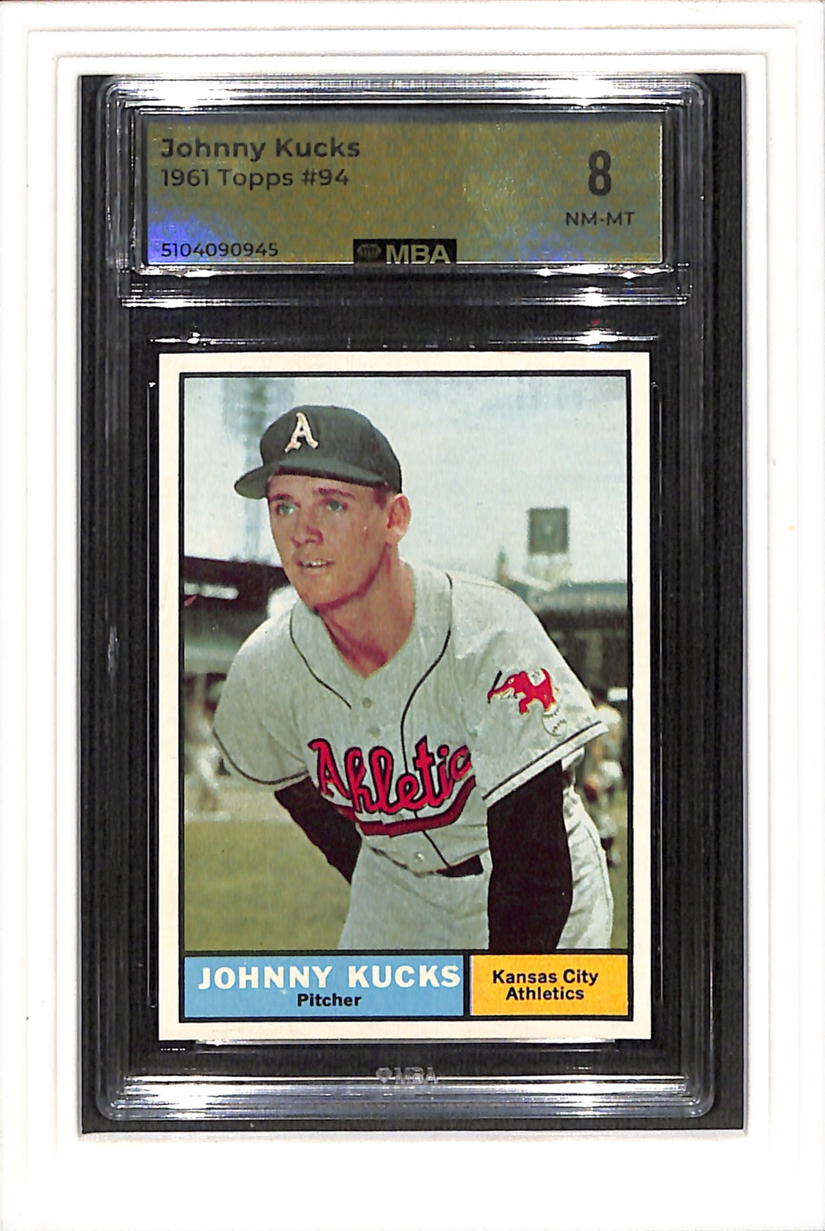 1961 Topps #94 Johnny Kucks MBA 8 SN 5104090945