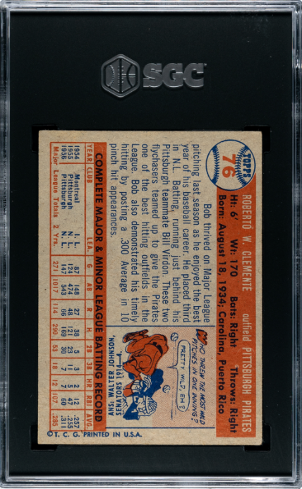 1957 Topps #76 Bob Clemente SGC 5 SN 6206622