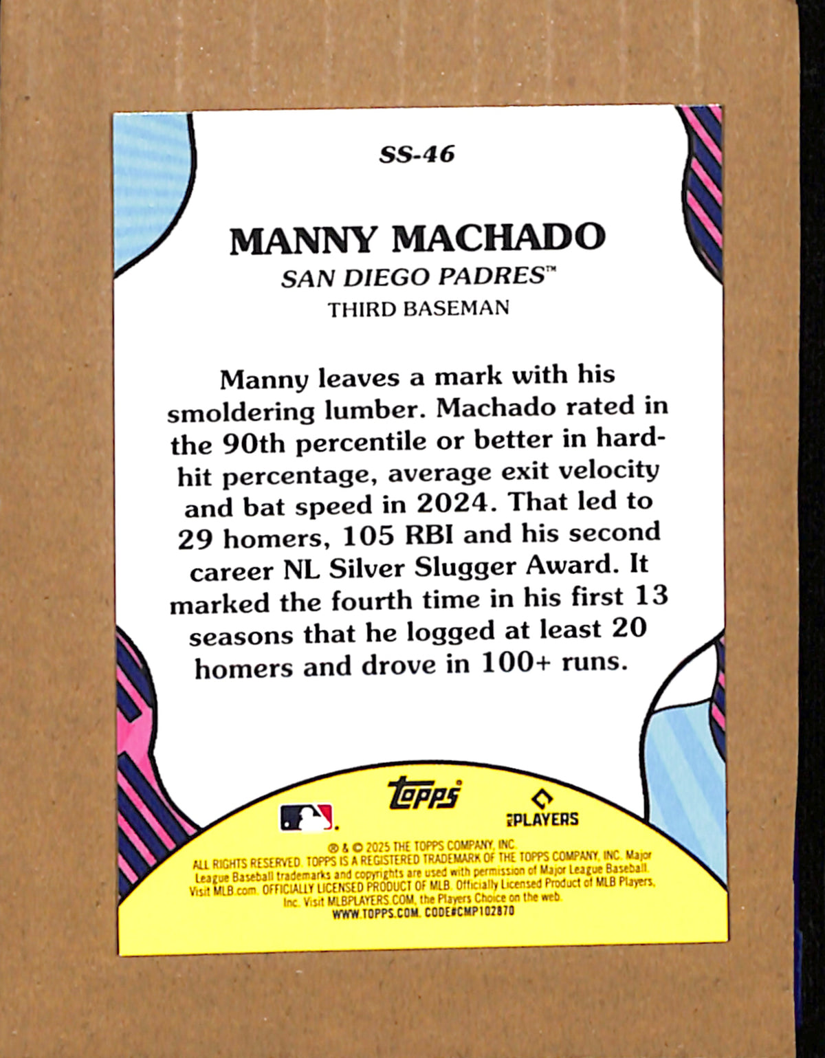 2025 Topps #SS-46 Manny Machado San Diego Padres NMT CS26017780
