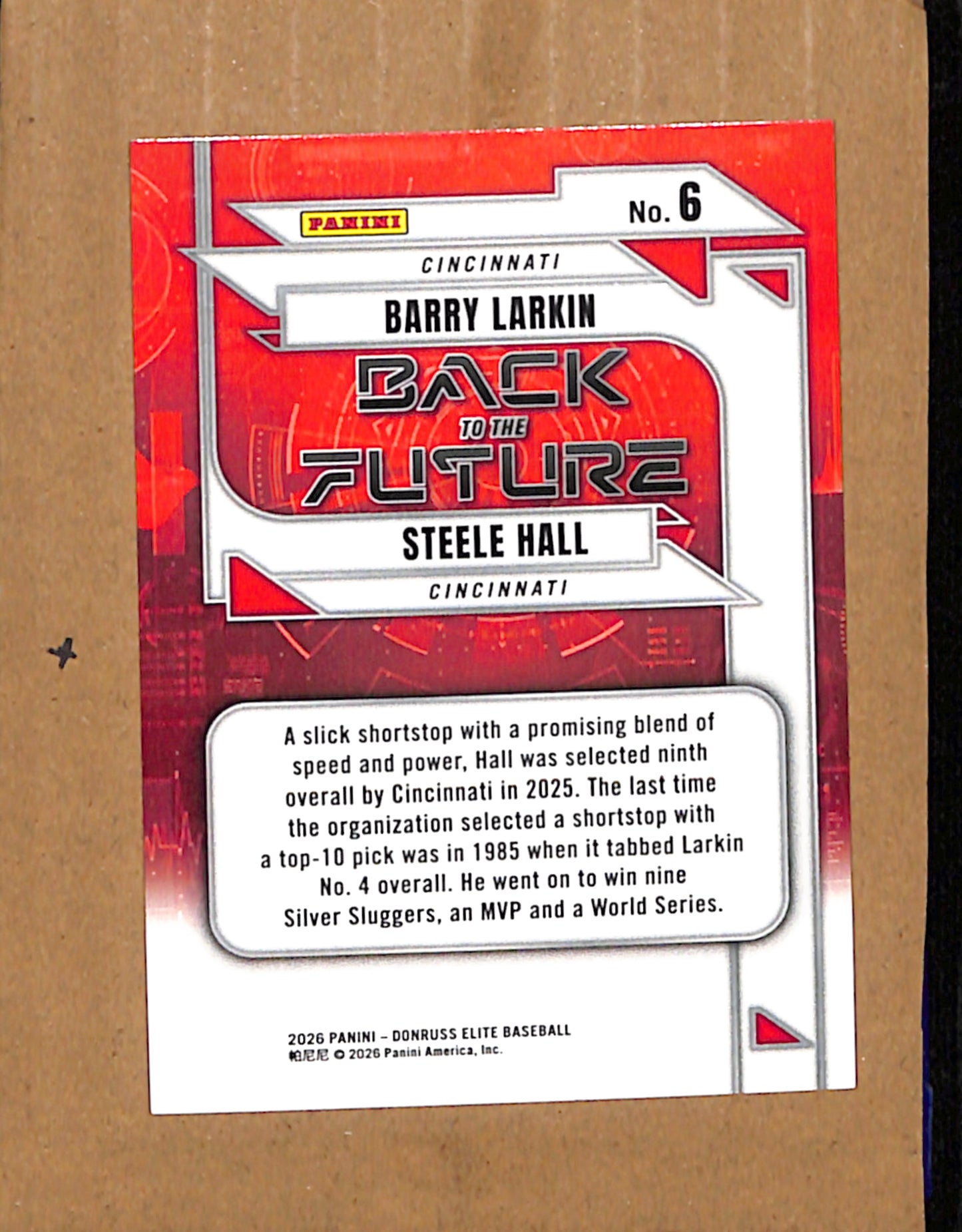 2026 Donruss Elite #6 Barry Larkin / Steele Hall Cincinnati Reds NMT CS26017809