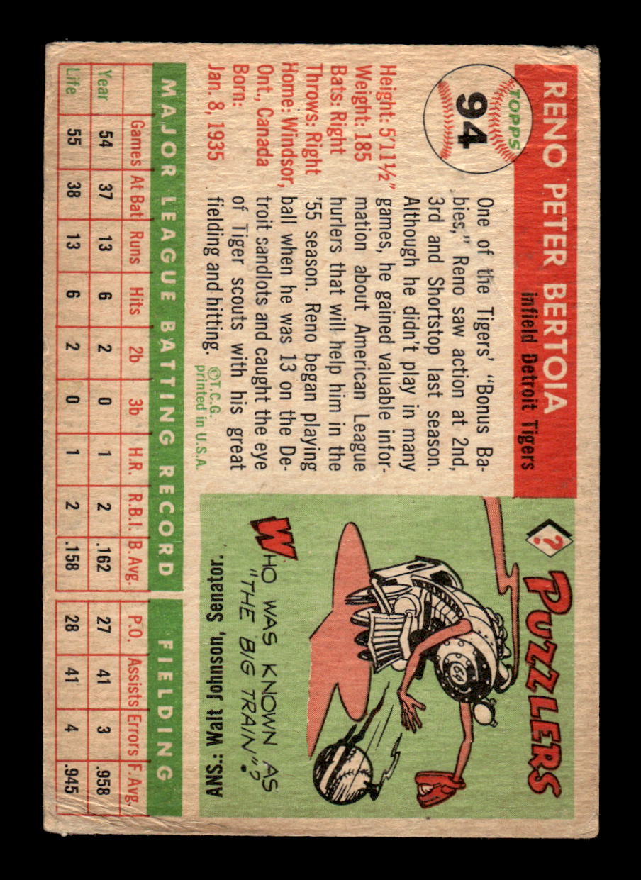 1955 Topps #94 Reno Bertoia Detroit Tigers VG CS26017824