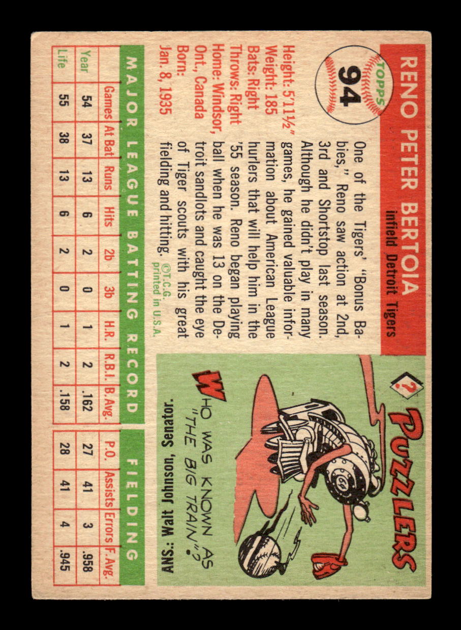 1955 Topps #94 Reno Bertoia Detroit Tigers VG CS26017826