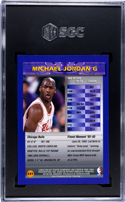 1994-95 Topps Finest #331 Michael Jordan SGC 9 SN 0987633