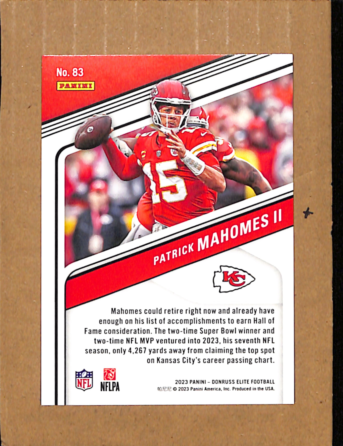 2023 Donruss Elite #83 Patrick Mahomes II #ed 288/625 NMT CS26017870