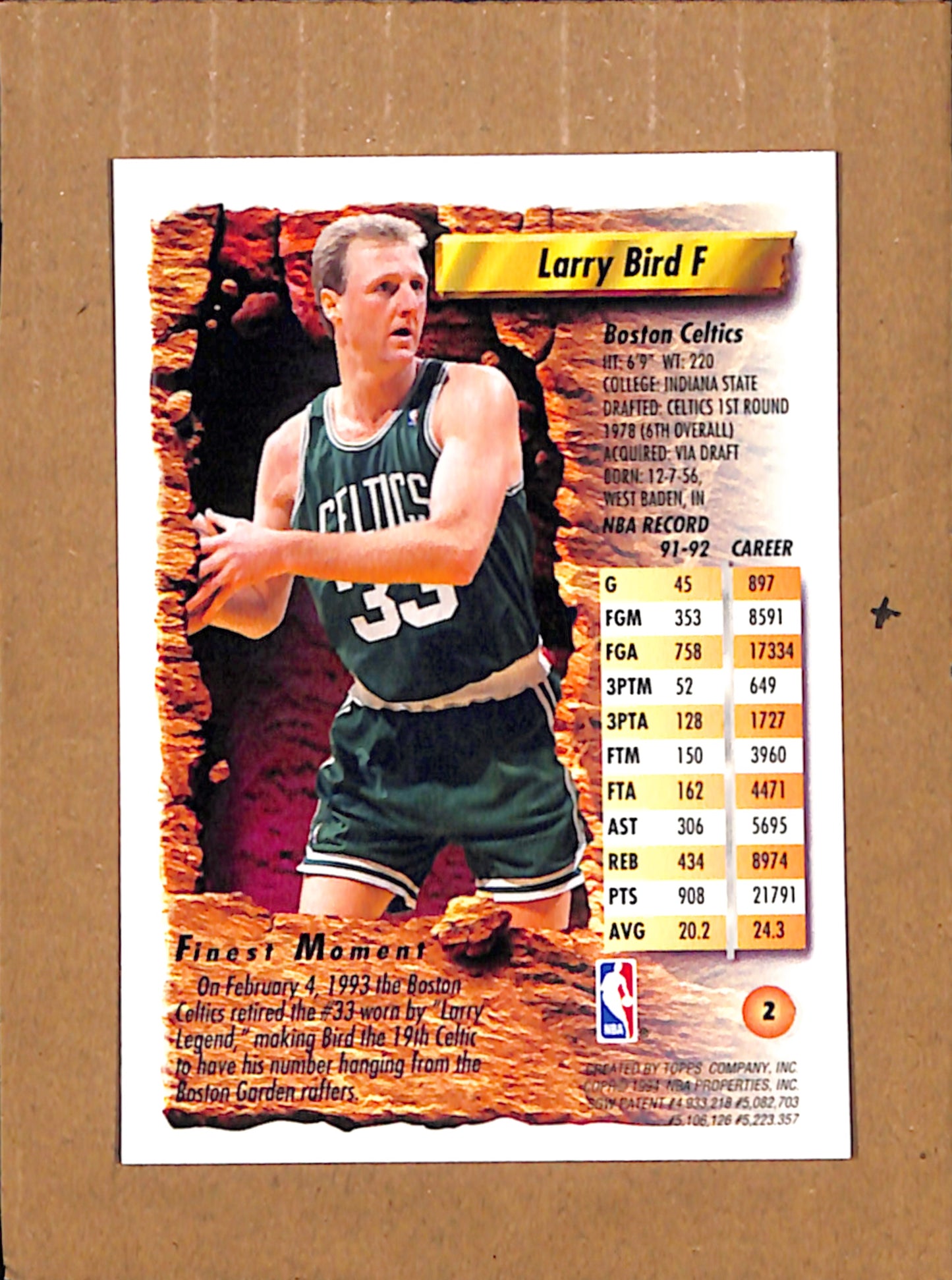 1993-94 Finest #2 Larry Bird Boston Celtics NMT CS26017875