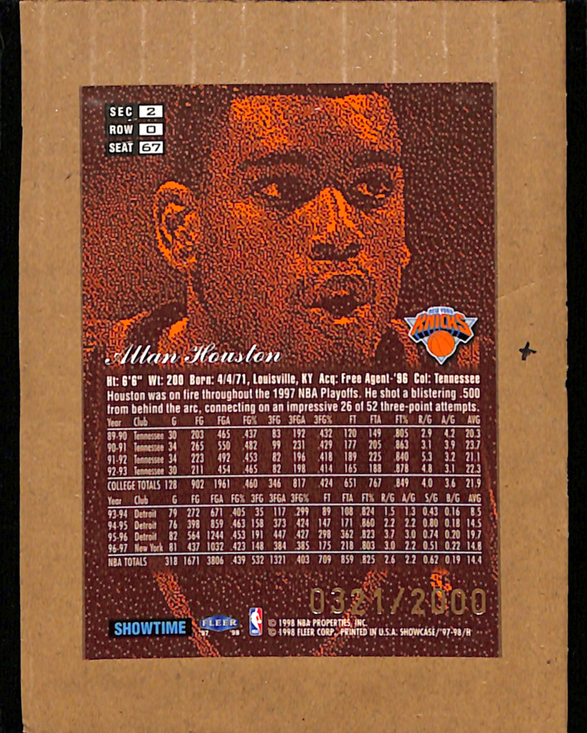 1997-98 Flair Showcase #67 Allan Houston New York Knicks NMT CS26017886