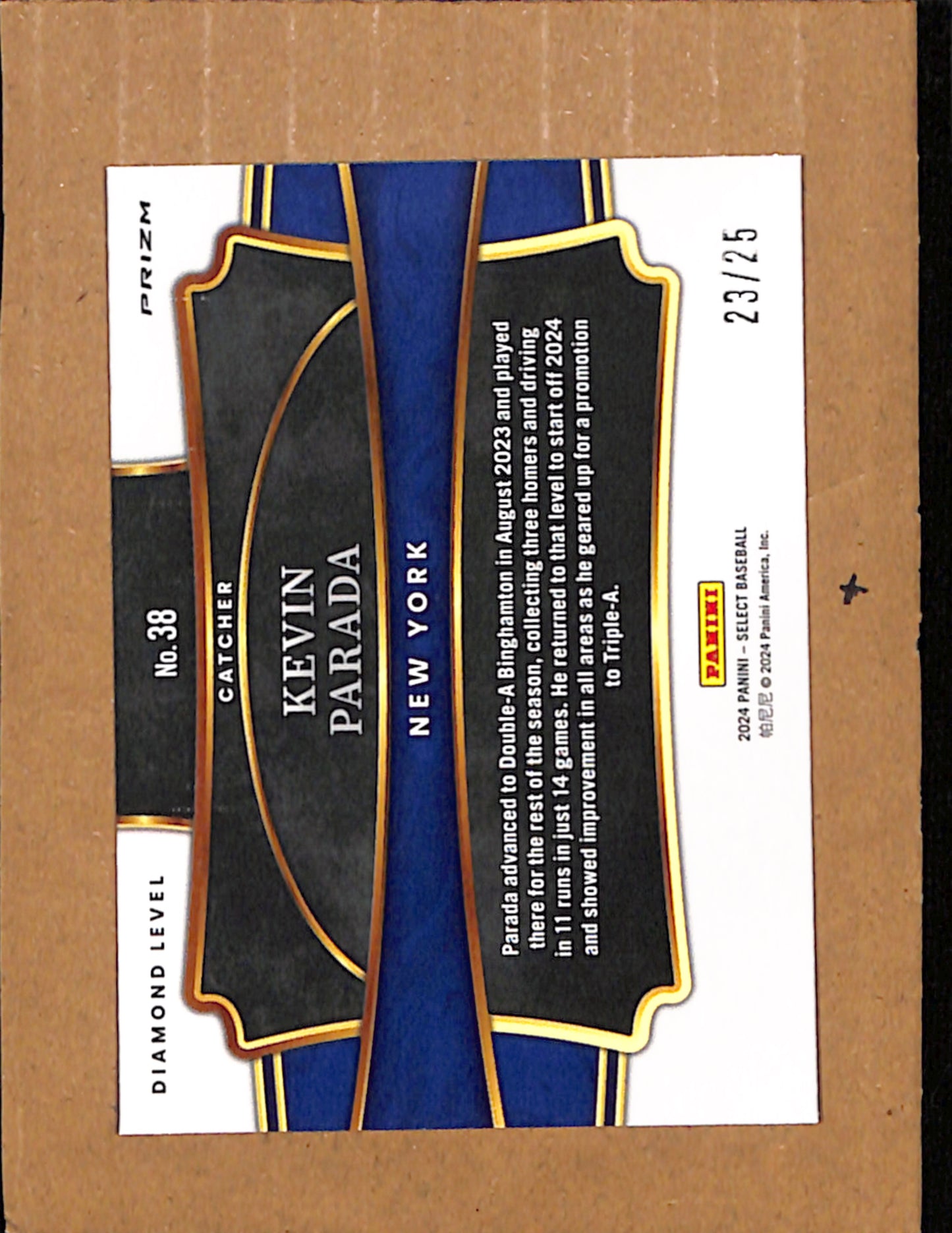 2024 Panini Select #38 Kevin Parada #ed 23/25 Mets NMT CS26017890