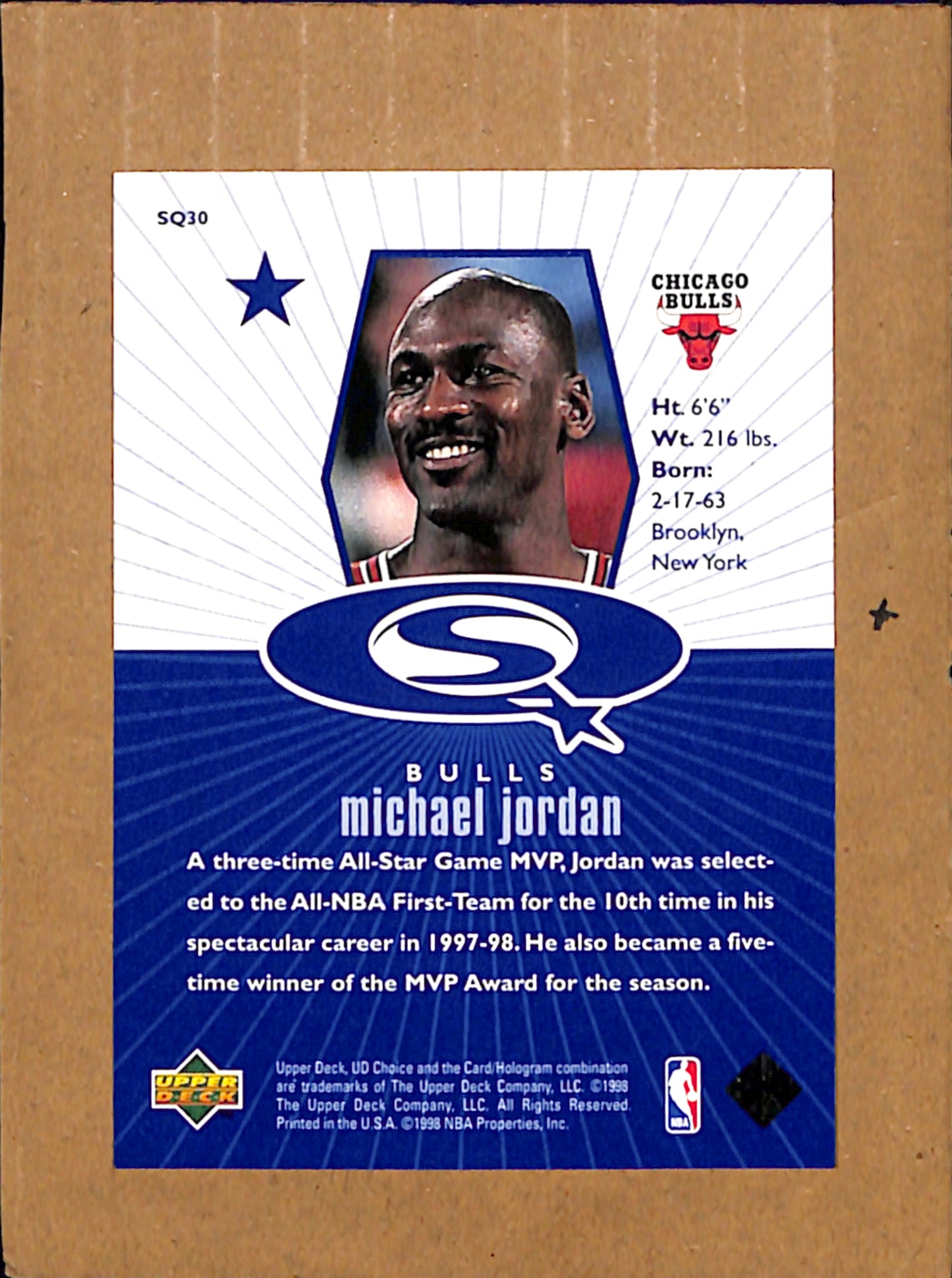 1998-99 UD Choice #SQ30 Michael Jordan Chicago Bulls NMT CS26017906