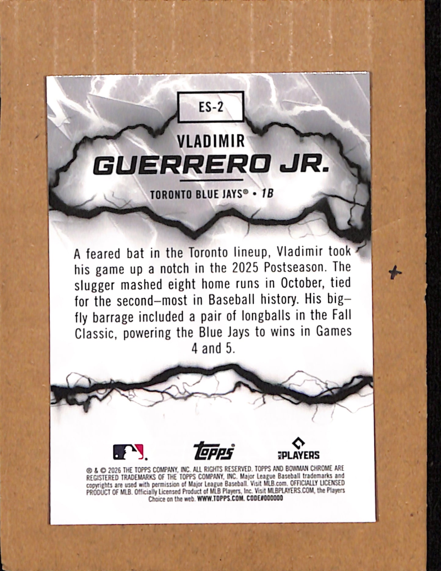 2026 Bowman #ES-2 Vladimir Guerrero Jr. Toronto Blue Jays NMT CS26017917