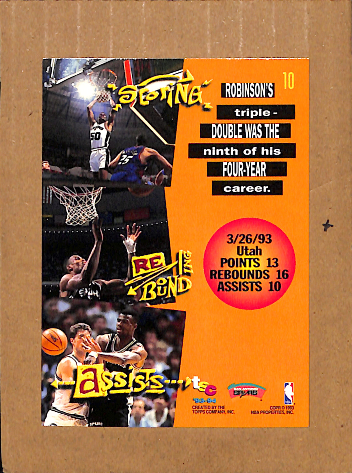1993-94 Stadium Club #10 David Robinson San Antonio Spurs NMT CS26017918