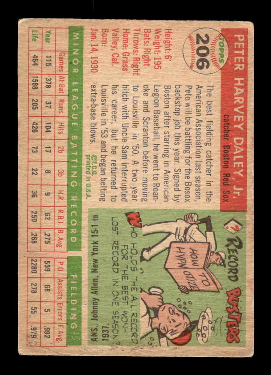 1955 Topps #206 Pete Daley Boston Red Sox VG CS26017938