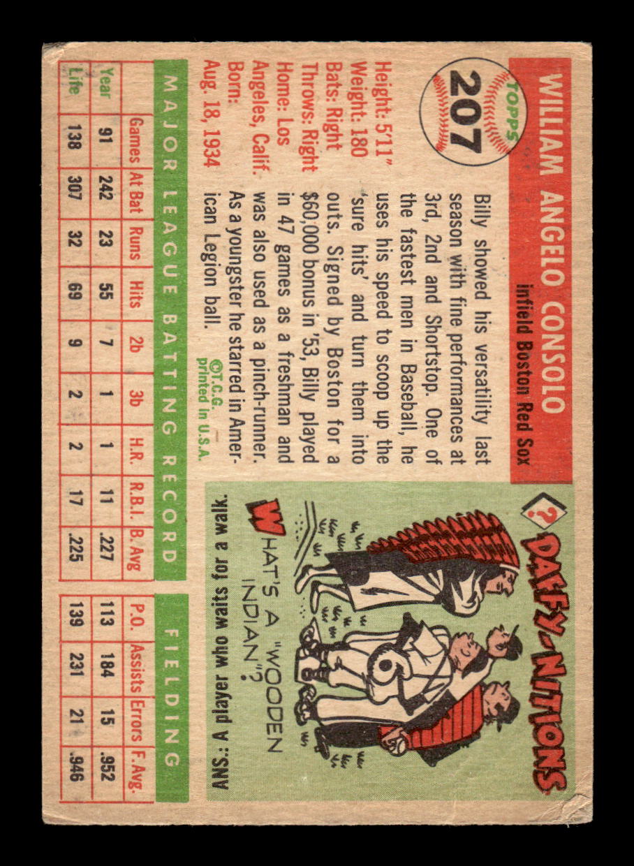 1955 Topps #207 Bill Consolo Boston Red Sox VG CS26017939
