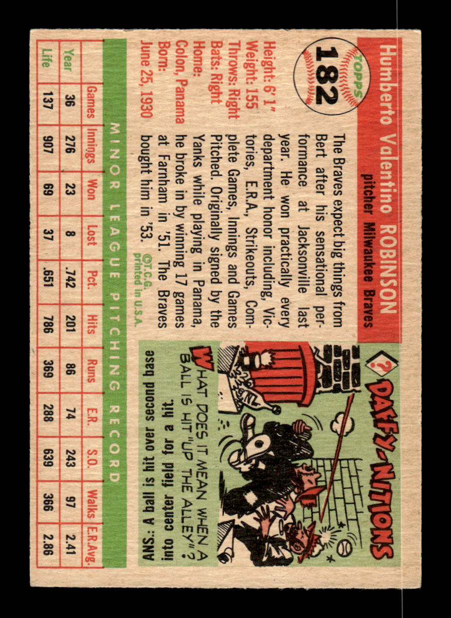 1955 Topps #182 Humberto Robinson Milwaukee Braves VG CS26017956