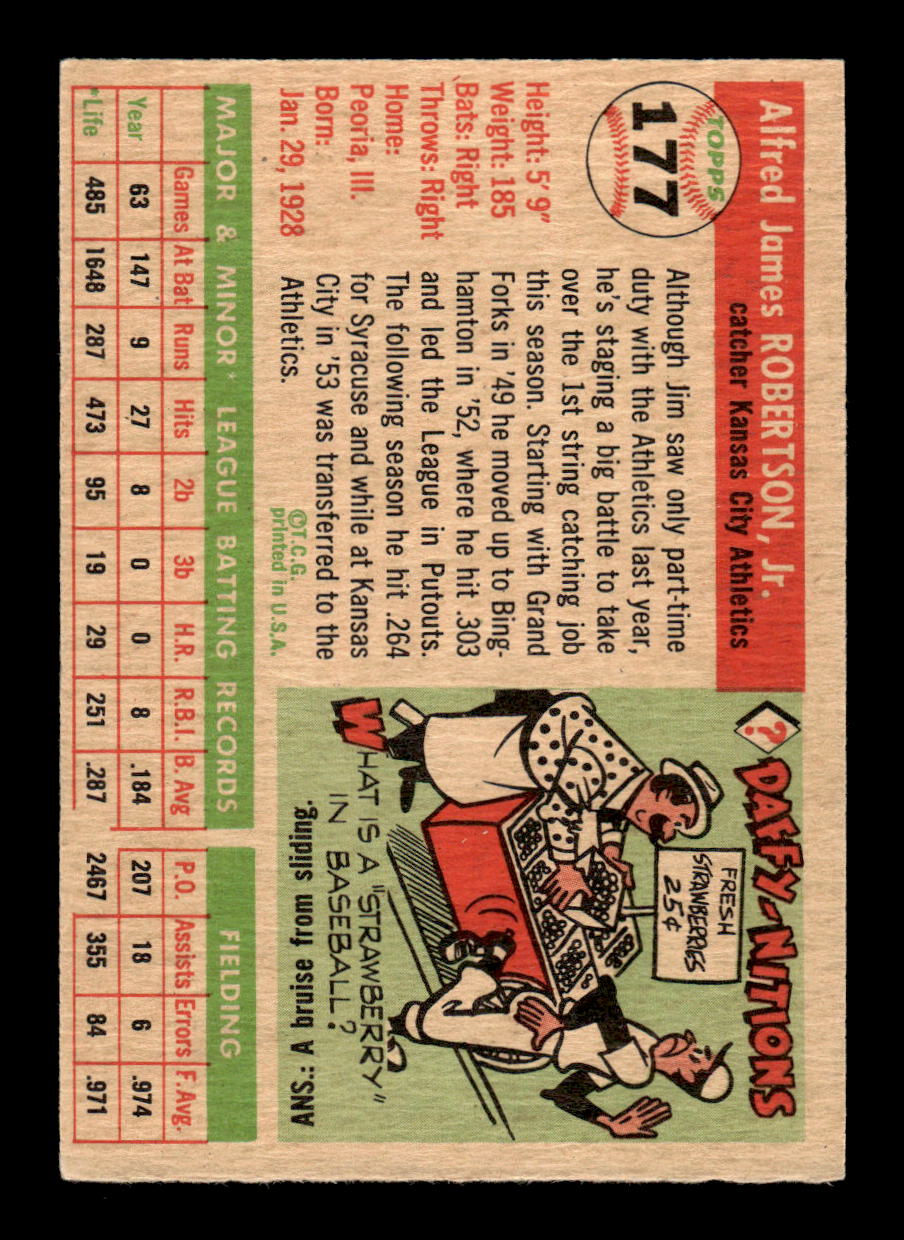 1955 Topps #177 Jim Robertson Kansas City Athletics VG CS26017961