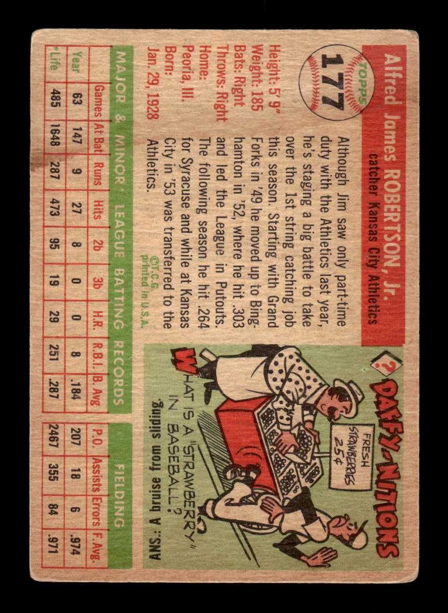 1955 Topps #177 Jim Robertson Kansas City Athletics VG CS26017973