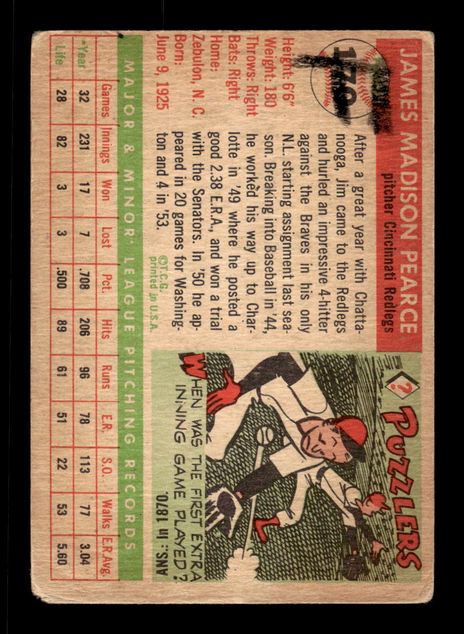 1955 Topps #170 Jim Pearce Cincinnati Redlegs F/G CS26017979