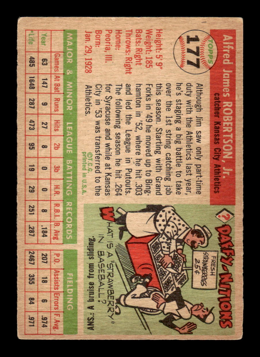 1955 Topps #177 Jim Robertson Kansas City Athletics VG CS26017985