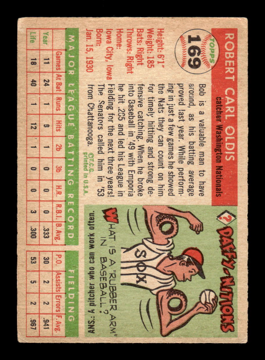 1955 Topps #169 Bob Oldis Washington Senators VG CS26017989