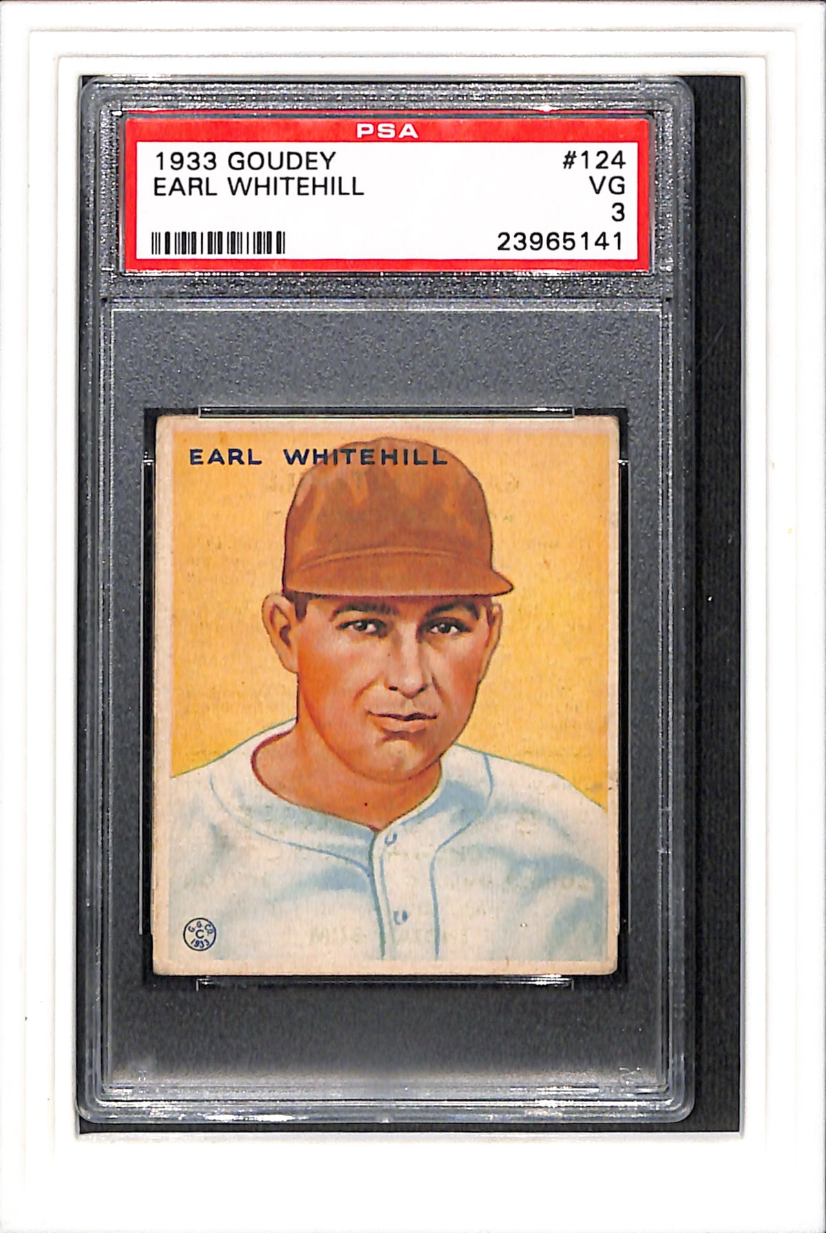 1933 Goudey #124 Earl Whitehill PSA 3 SN 23965141