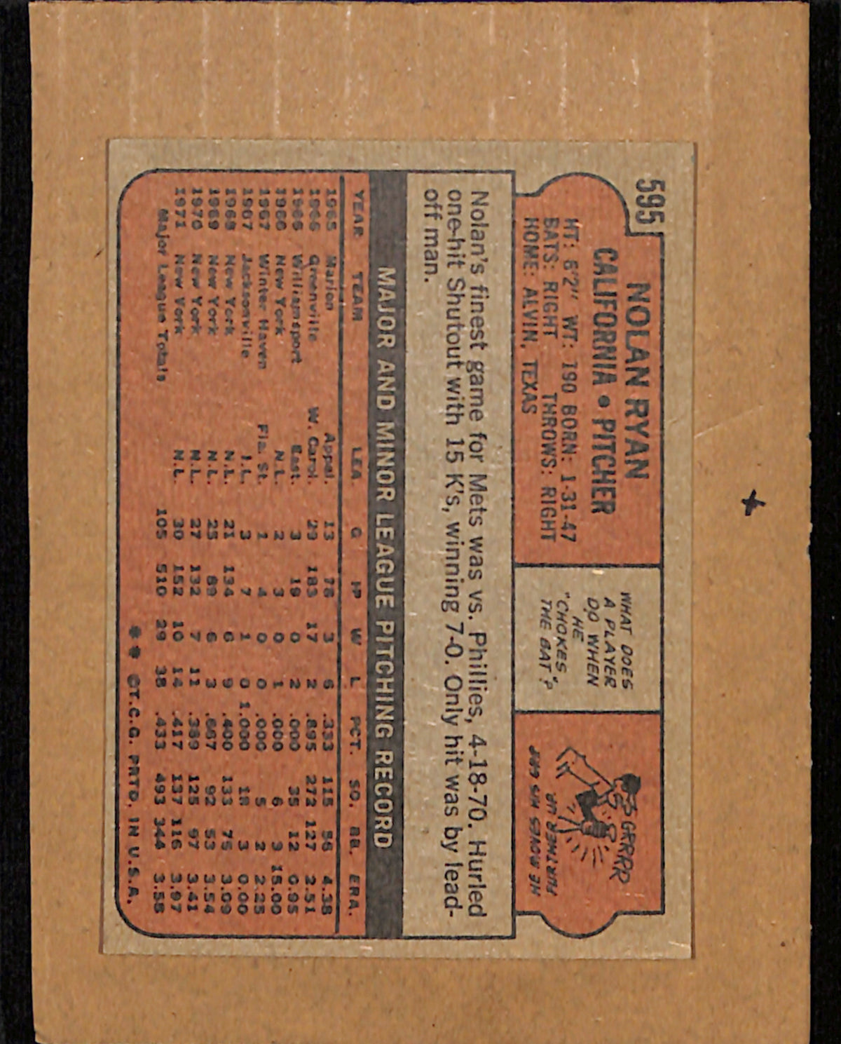 1972 Topps #595 Nolan Ryan California Angels VGEX CS26018490