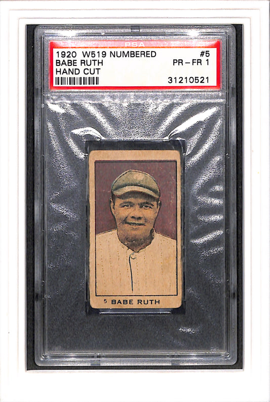 1920 W519 Numbered Type 1 #5 Babe Ruth Type 1-Hand Cut PSA 1 SN 31210521