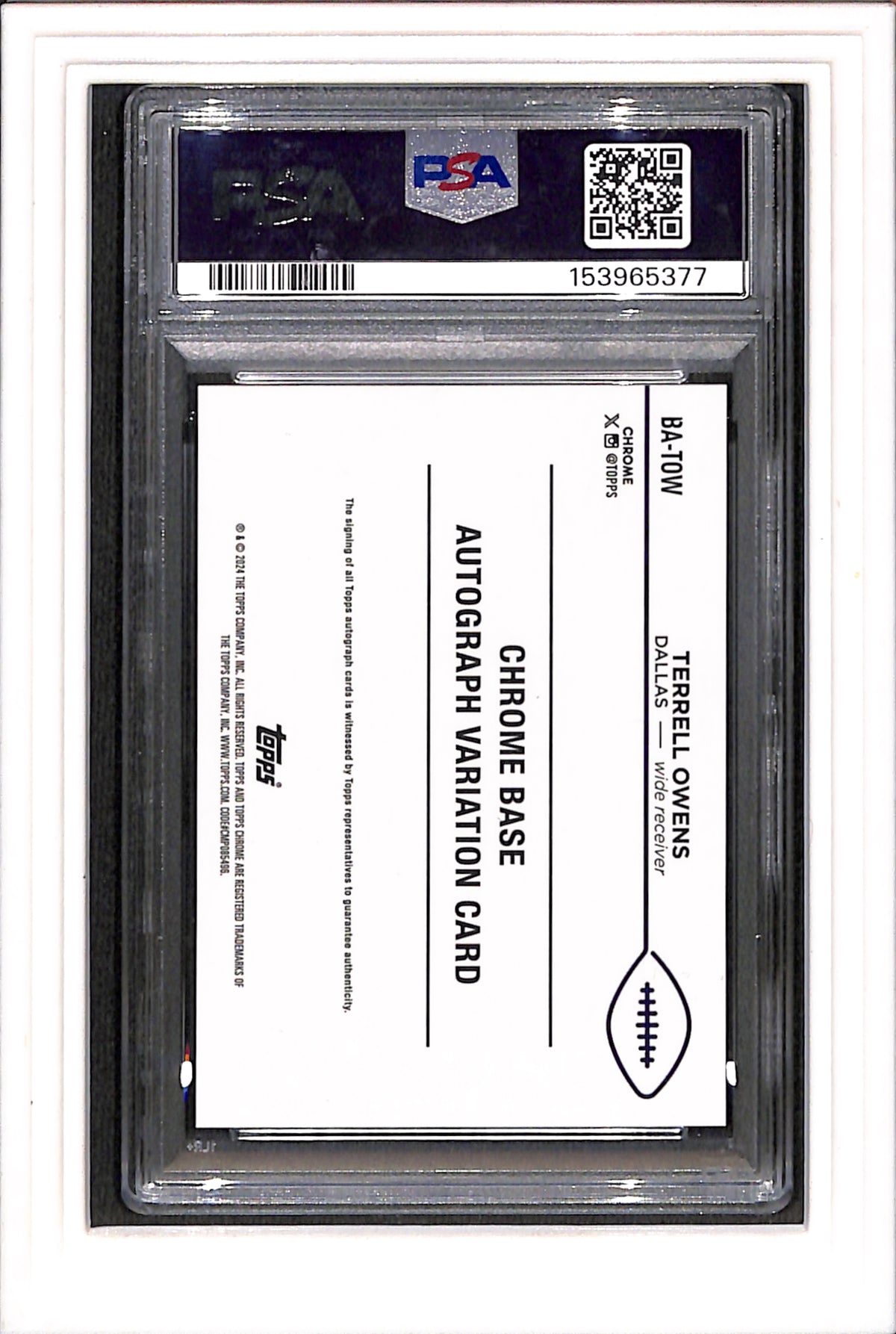 2024 Topps Chrome #BATOW Terrell Owens Auto Orange /25 Ref PSA 9 SN 153965377