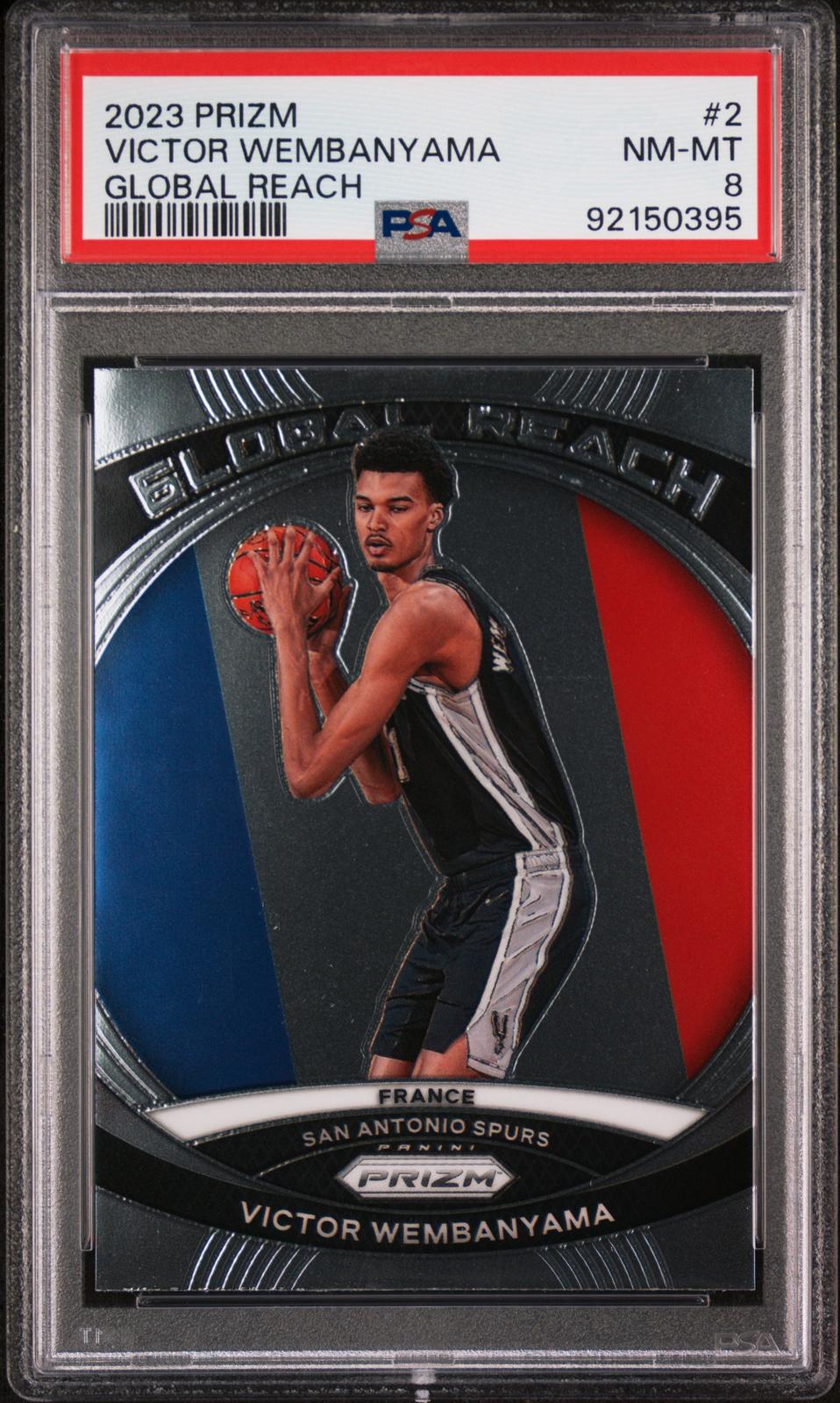 2023 Panini Prizm Global Reach #2 Victor Wembanyama PSA 8 SN 92150395