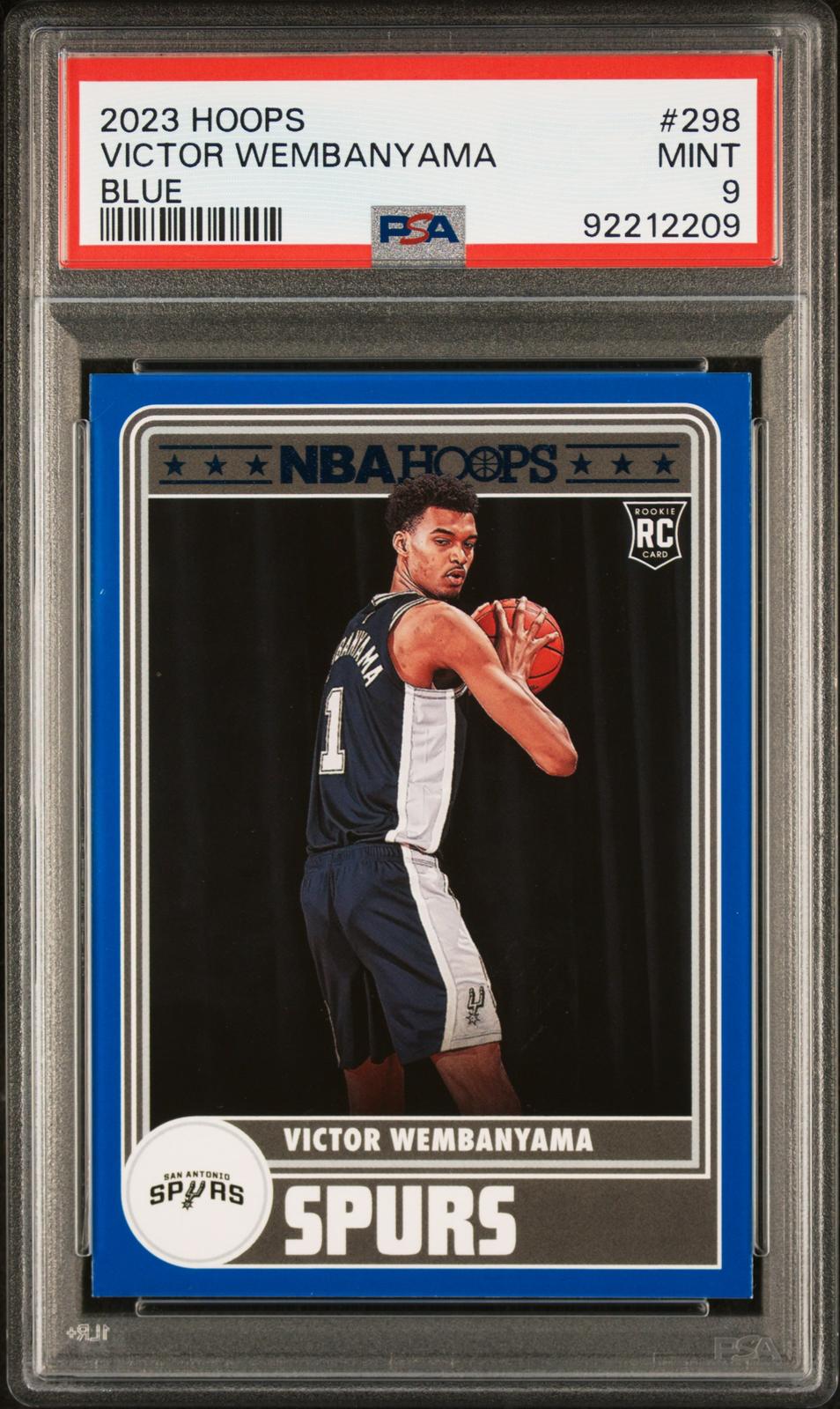2023 Panini NBA Hoops #298 Victor Wembanyama Blue PSA 9 SN 92212209