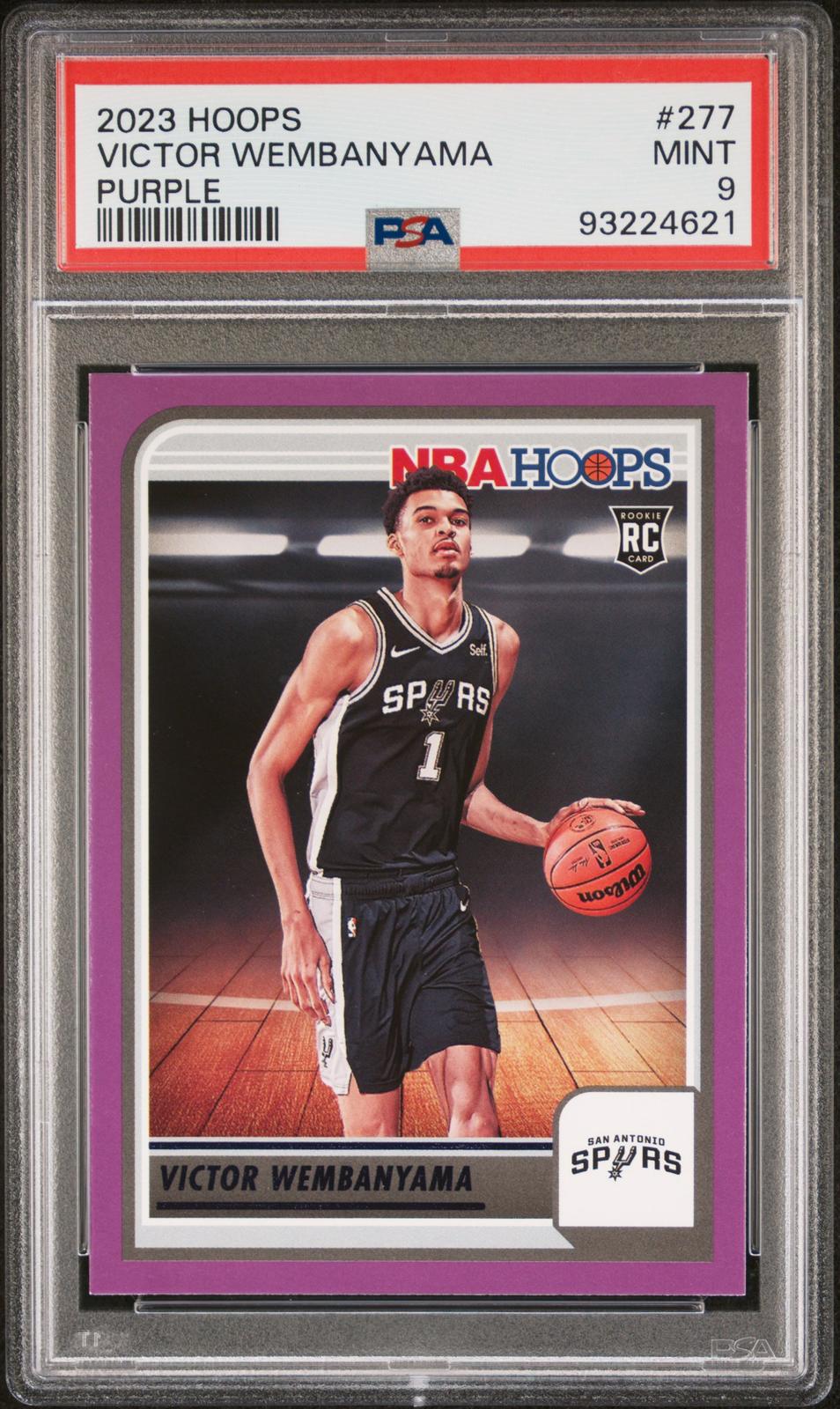 2023 Panini NBA Hoops #277 Victor Wembanyama Purple PSA 9 SN 93224621