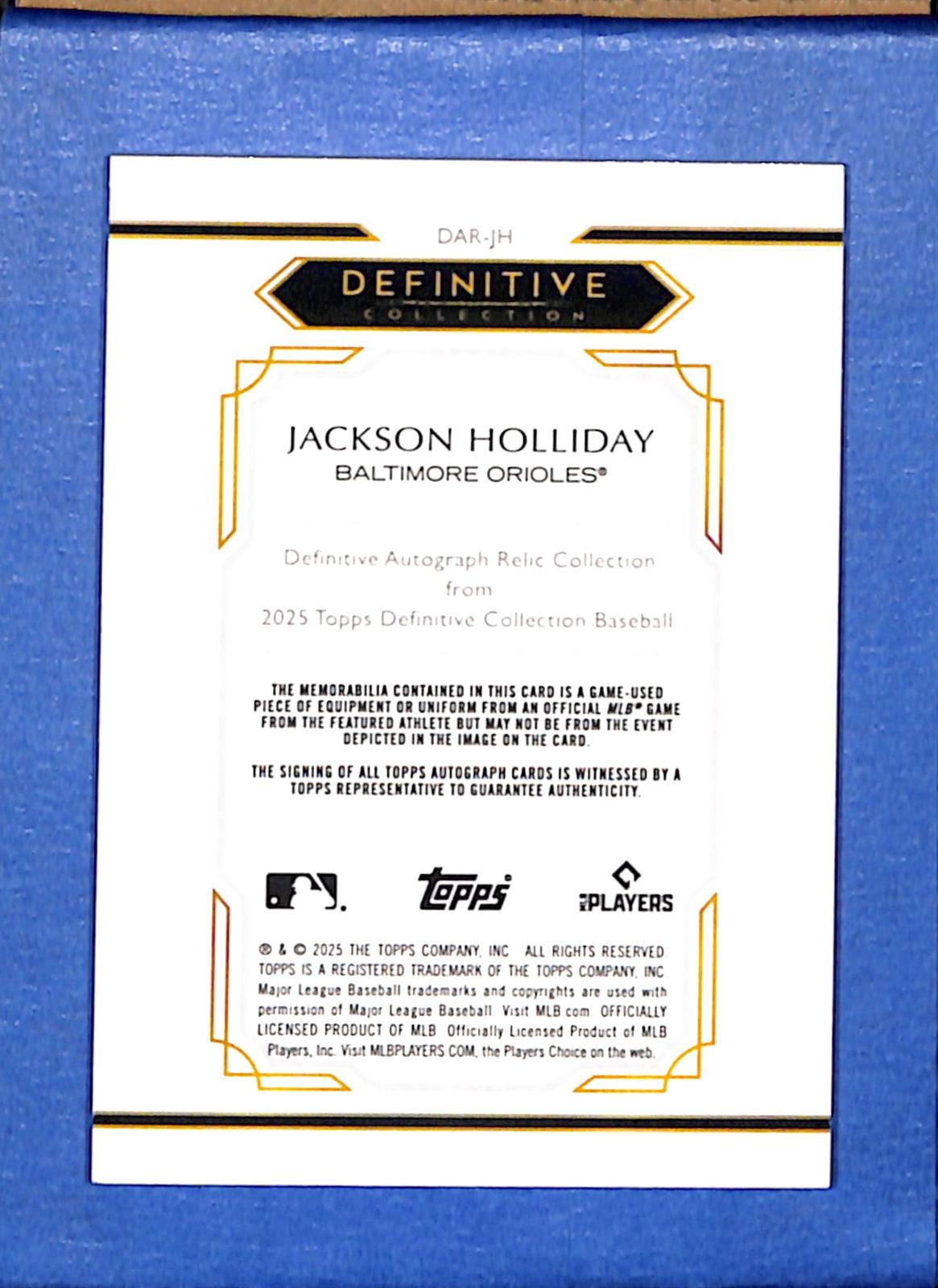 2025 Topps Definitive Collection #DAR-JH Jackson Holliday Orioles NMT CS26018674