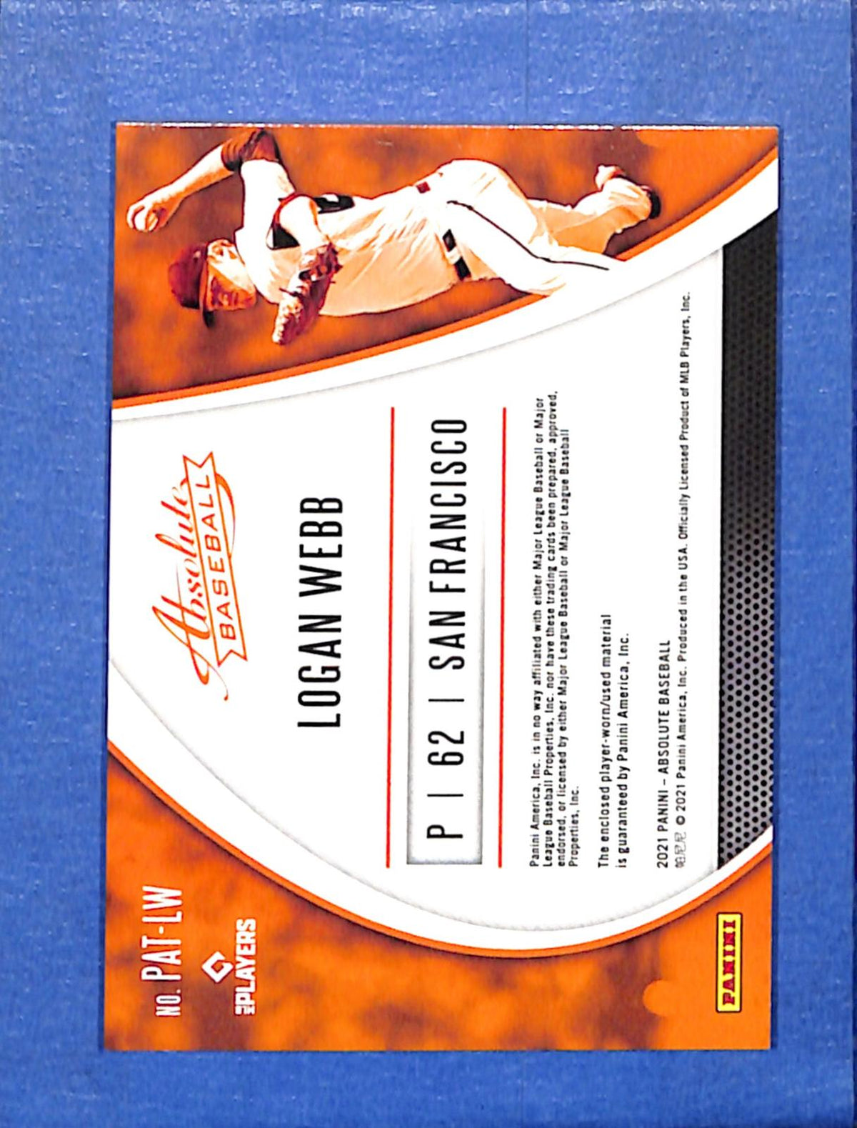 2021 Panini Absolute #PAT-LW Logan Webb Giants NMT CS26018679