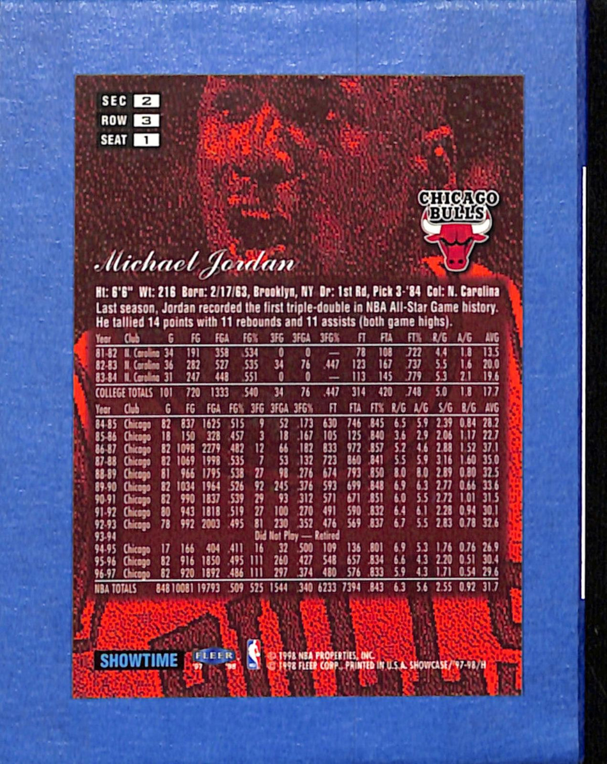 1997-98 Flair Showcase #1 Michael Jordan Bulls EXMT CS26018683