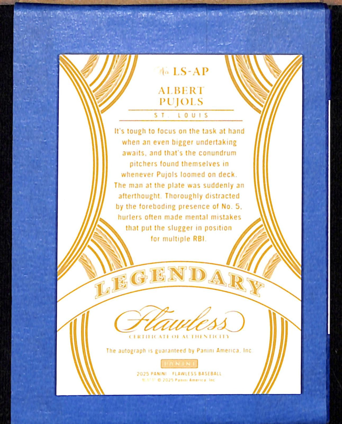 2025 Flawless Legendary Signatures Albert Pujols Auto 04/25 LS-AP NMT CS26018684