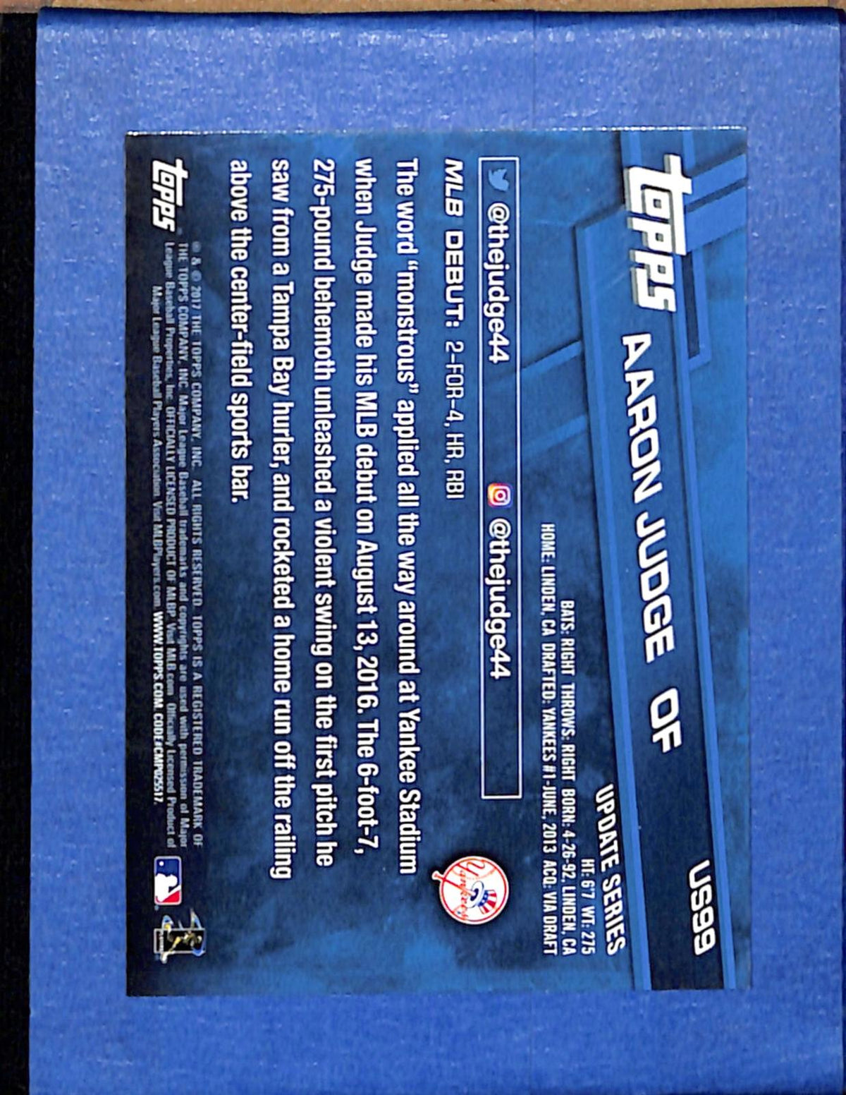 2017 Topps Update #US99 Aaron Judge Yankees NMT CS26018692