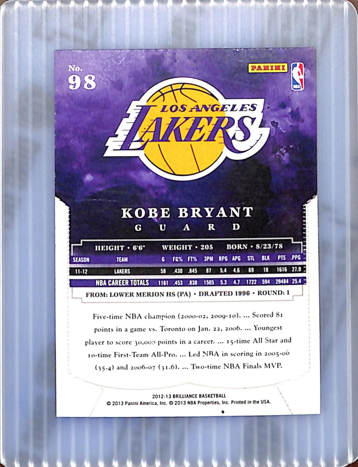 2012-13 Panini Brilliance #98 Kobe Bryant Lakers NMT CS26018717