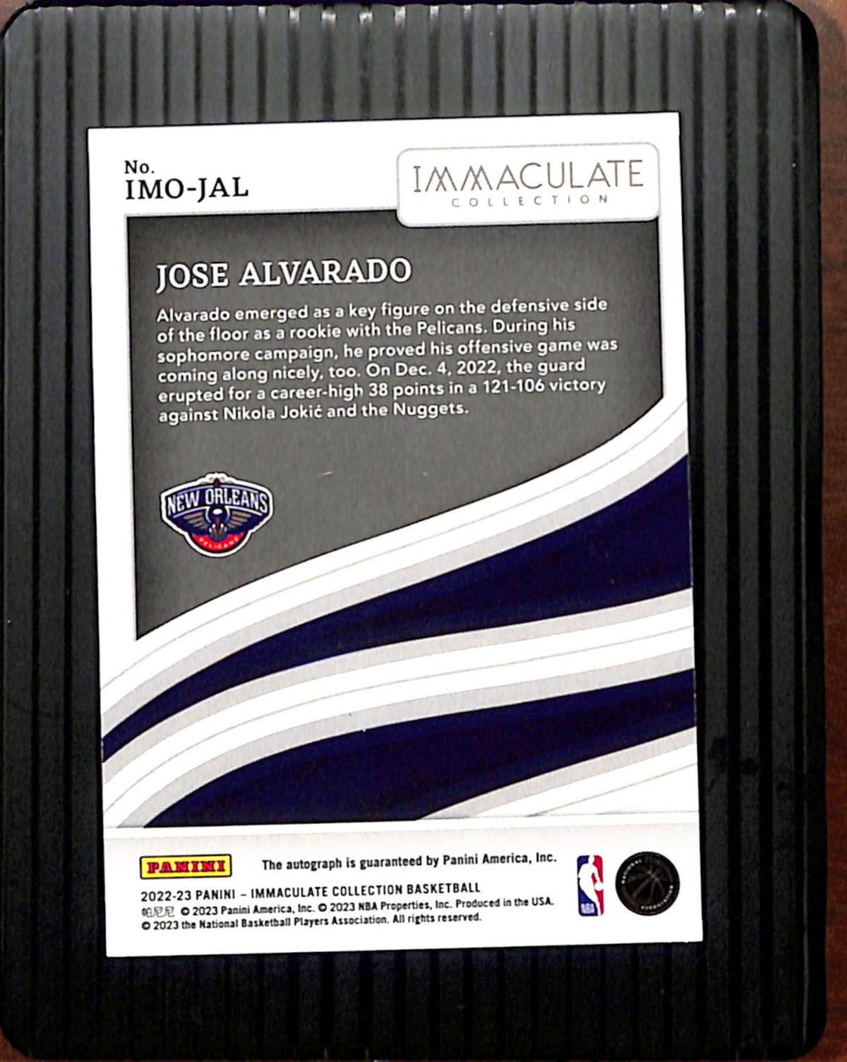 2022-23 Panini Immaculate Collection #IMO-JAL Jose Alvarado NMT CS26018720