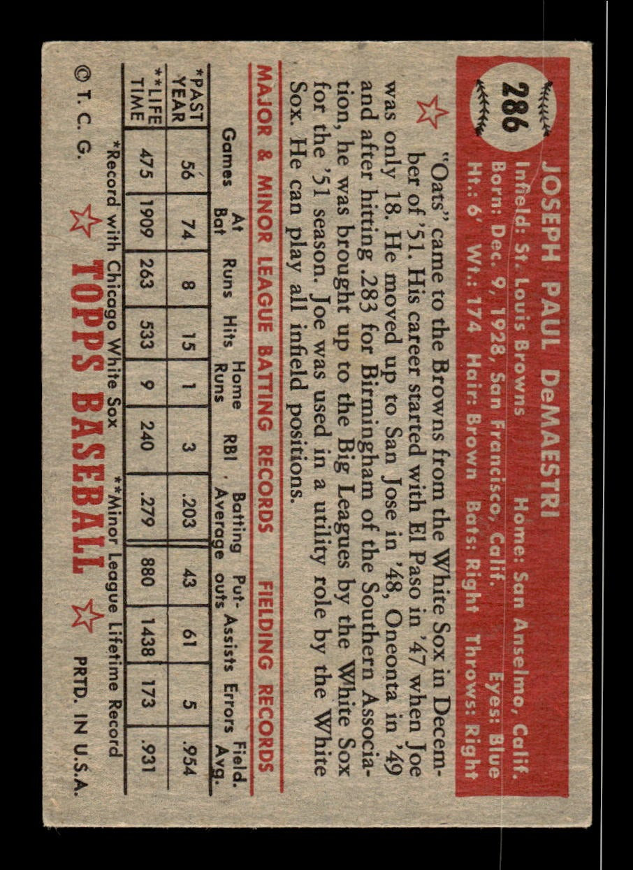 1952 Topps #286 Joe DeMaestri Browns VG CS26018746