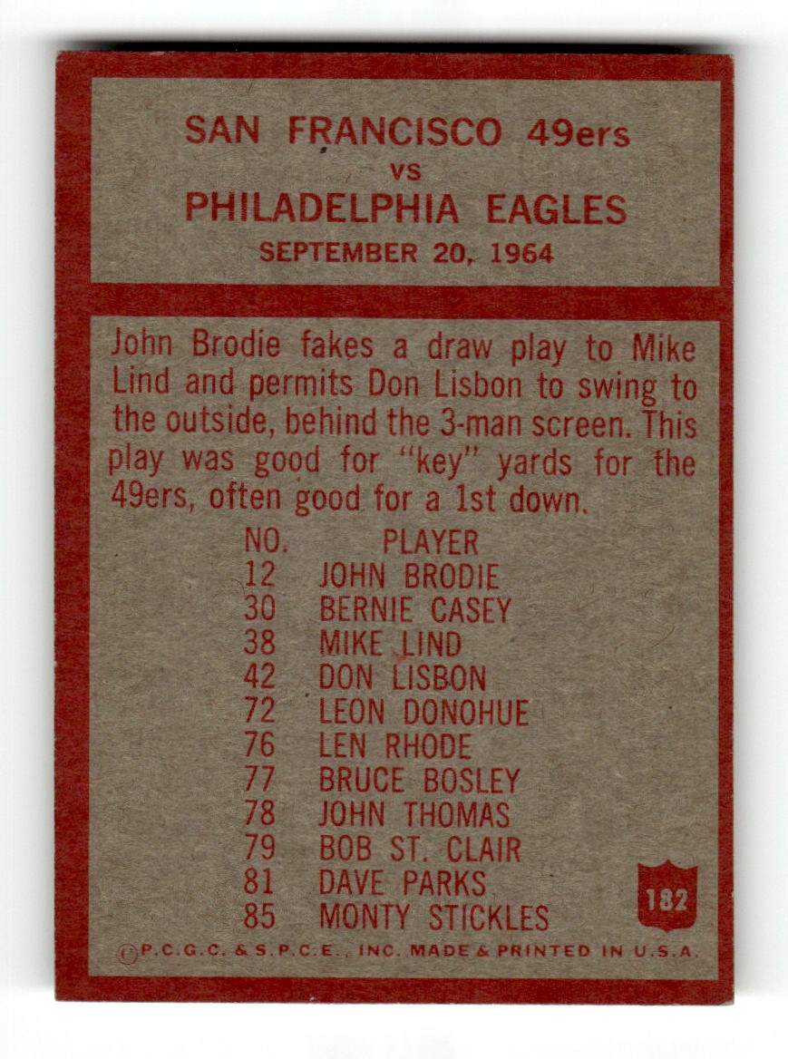 1965 Philadelphia #182 49ers Play of the Year - Jack Christiansen 49ers VGEX CS26018882