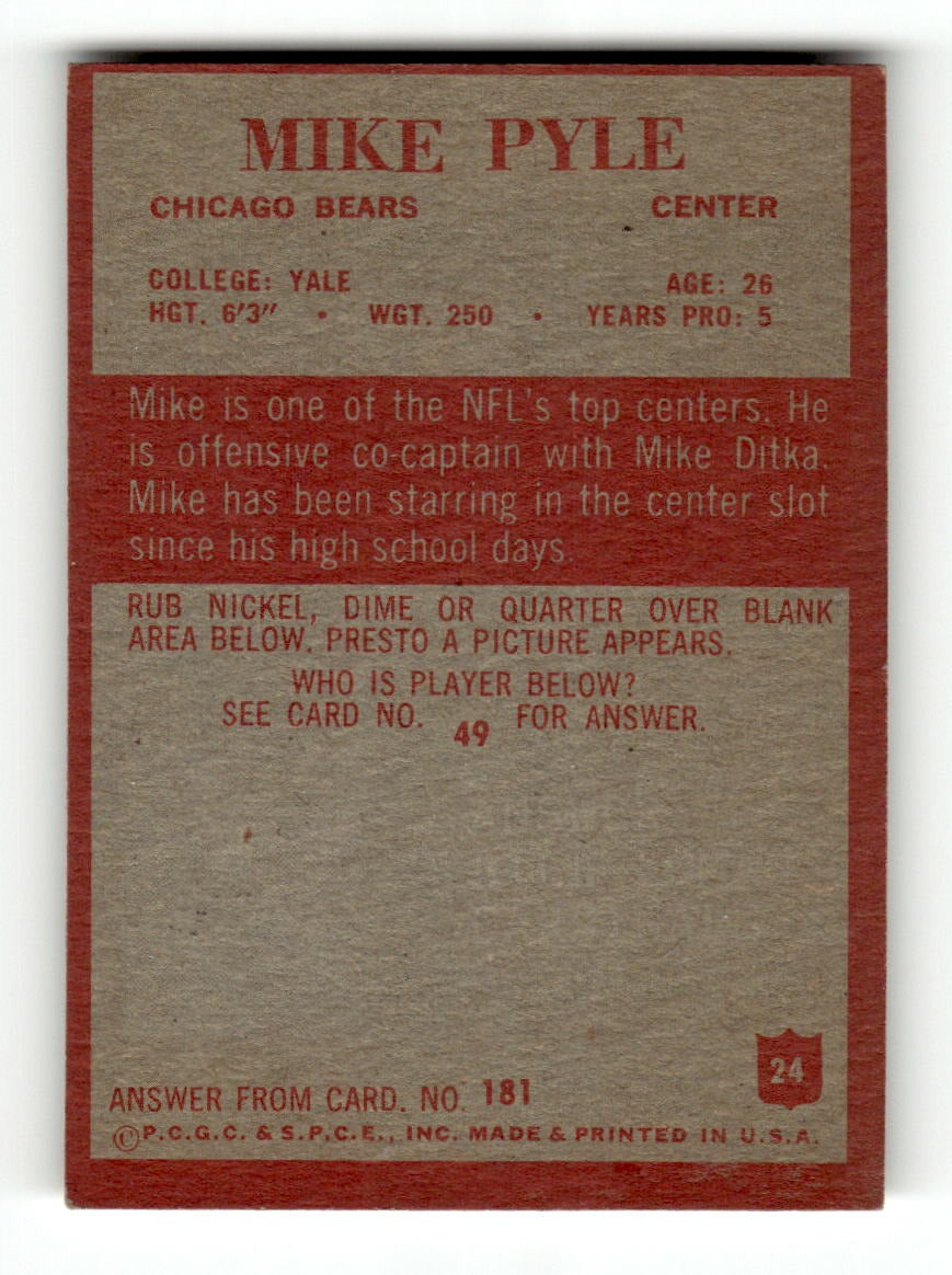 1965 Philadelphia #24 Mike Pyle Bears VGEX CS26018888