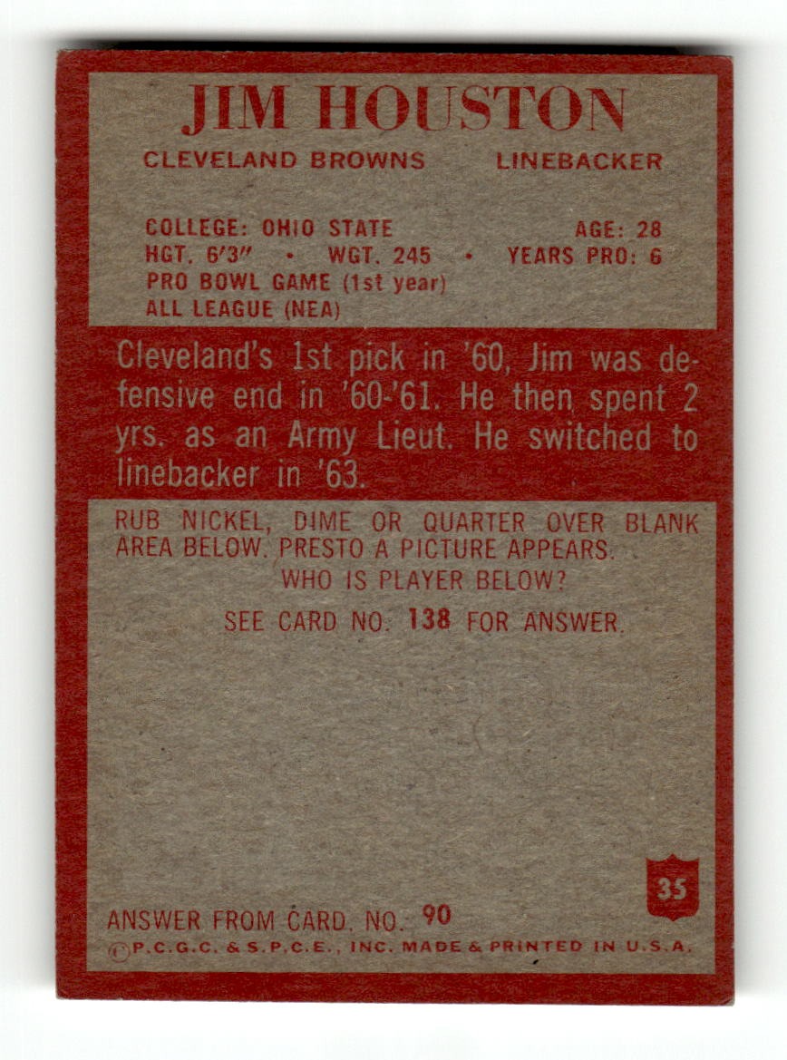 1965 Philadelphia #35 Jim Houston Browns VGEX CS26018889