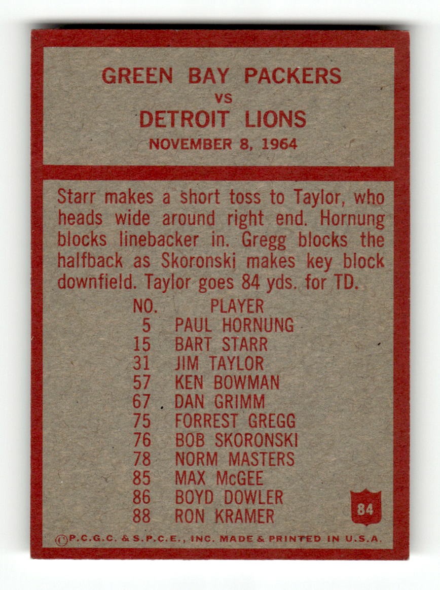 1965 Philadelphia #84 Packers Play of the Year - Vince Lombardi Packers VGEX CS26018901