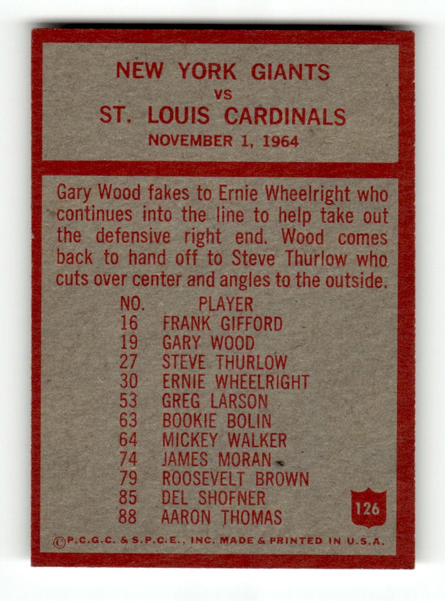 1965 Philadelphia #126 Giants Play of the Year - Allie Sherman Giants VGEX CS26018905
