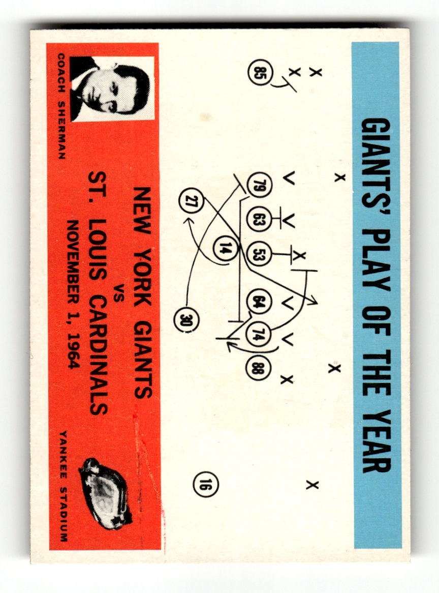 1965 Philadelphia #126 Giants Play of the Year - Allie Sherman Giants VGEX CS26018905