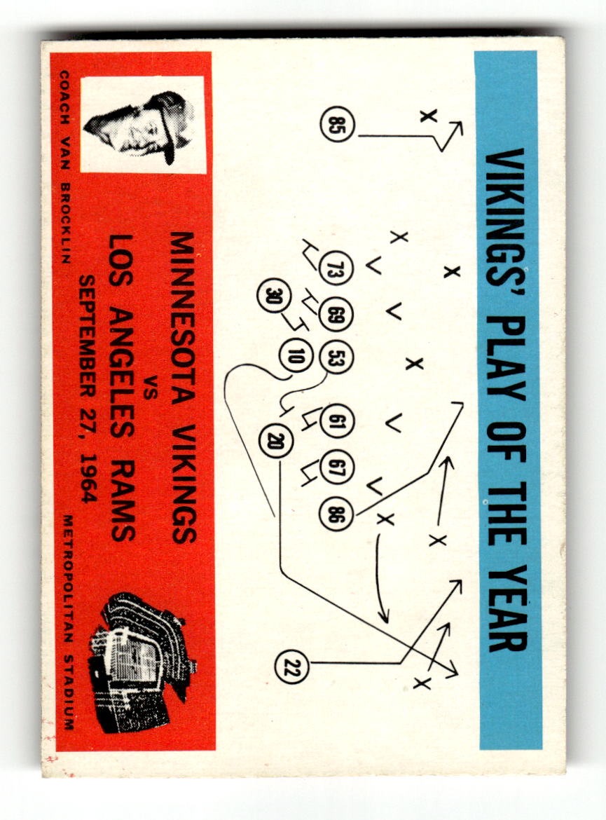1965 Philadelphia #112 Vikings Play of the Year - Norm Van Brocklin Vikings VGEX CS26018906